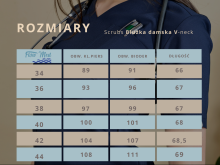 Tabela rozmiarów, Scrubs Uniform medyczny damski