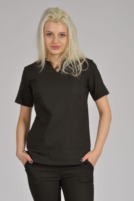 Bluzka medyczna damska Premium Scrubs V-Neck Black/ Czarna