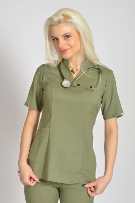 Bluzka medyczna damska Premium Scrubs stójka Olive/ Oliwkowa