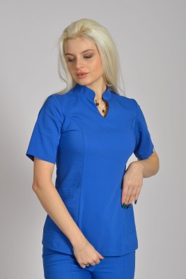Bluzka medyczna damska Premium Scrubs stójka Blue/ Niebieska