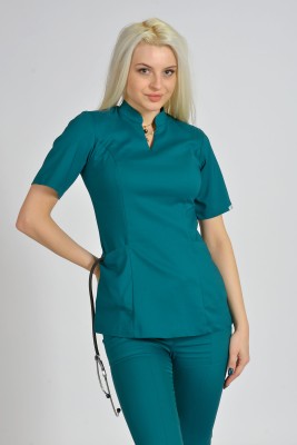 Bluzka medyczna damska Premium Scrubs stójka Sea/ Morska