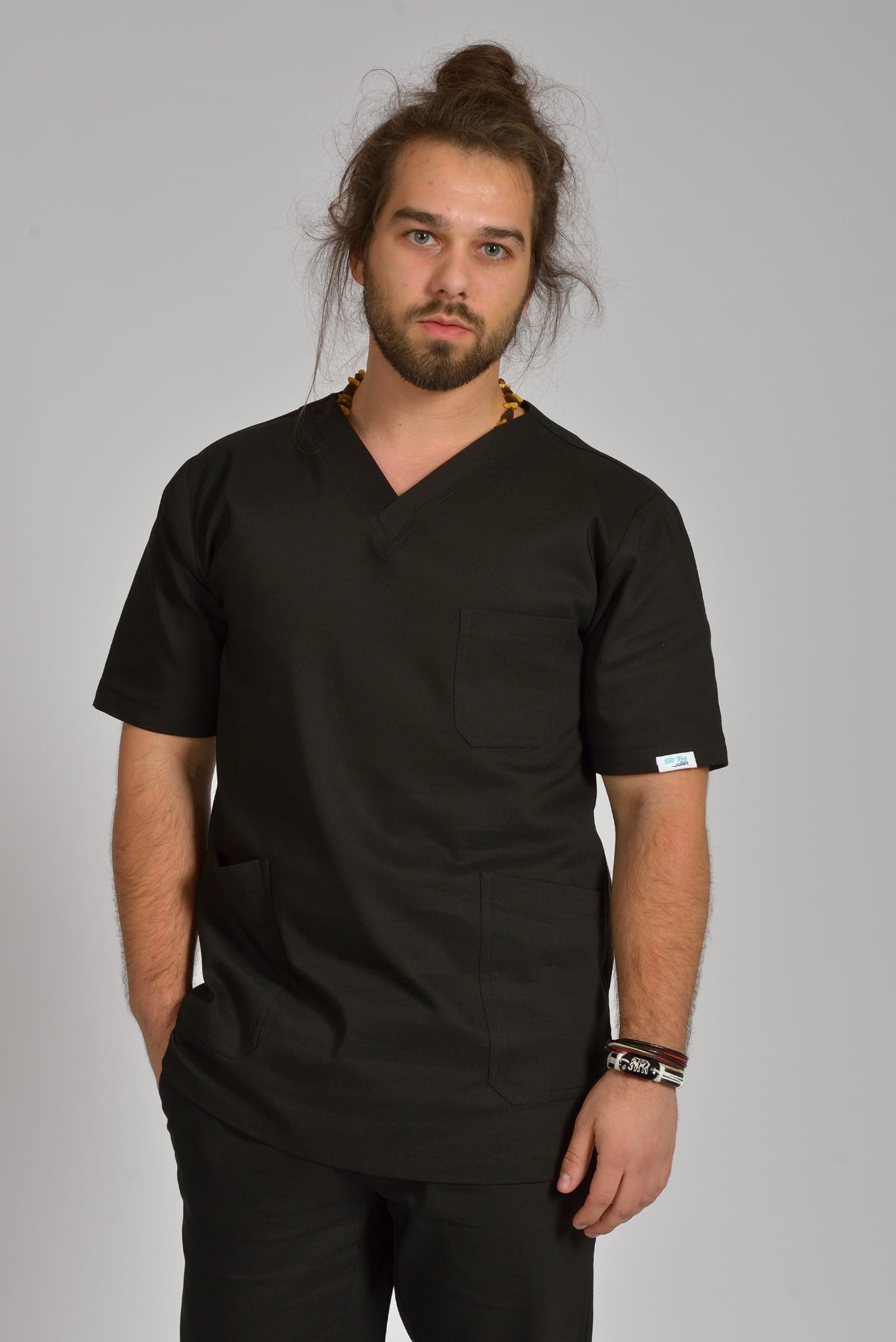 Bluzka medyczna męska Scrubs Premium Black/ Czarna
