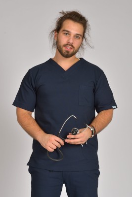 Bluzka medyczna męska Premium Scrubs Premium Navy Blue/ Granatowa
