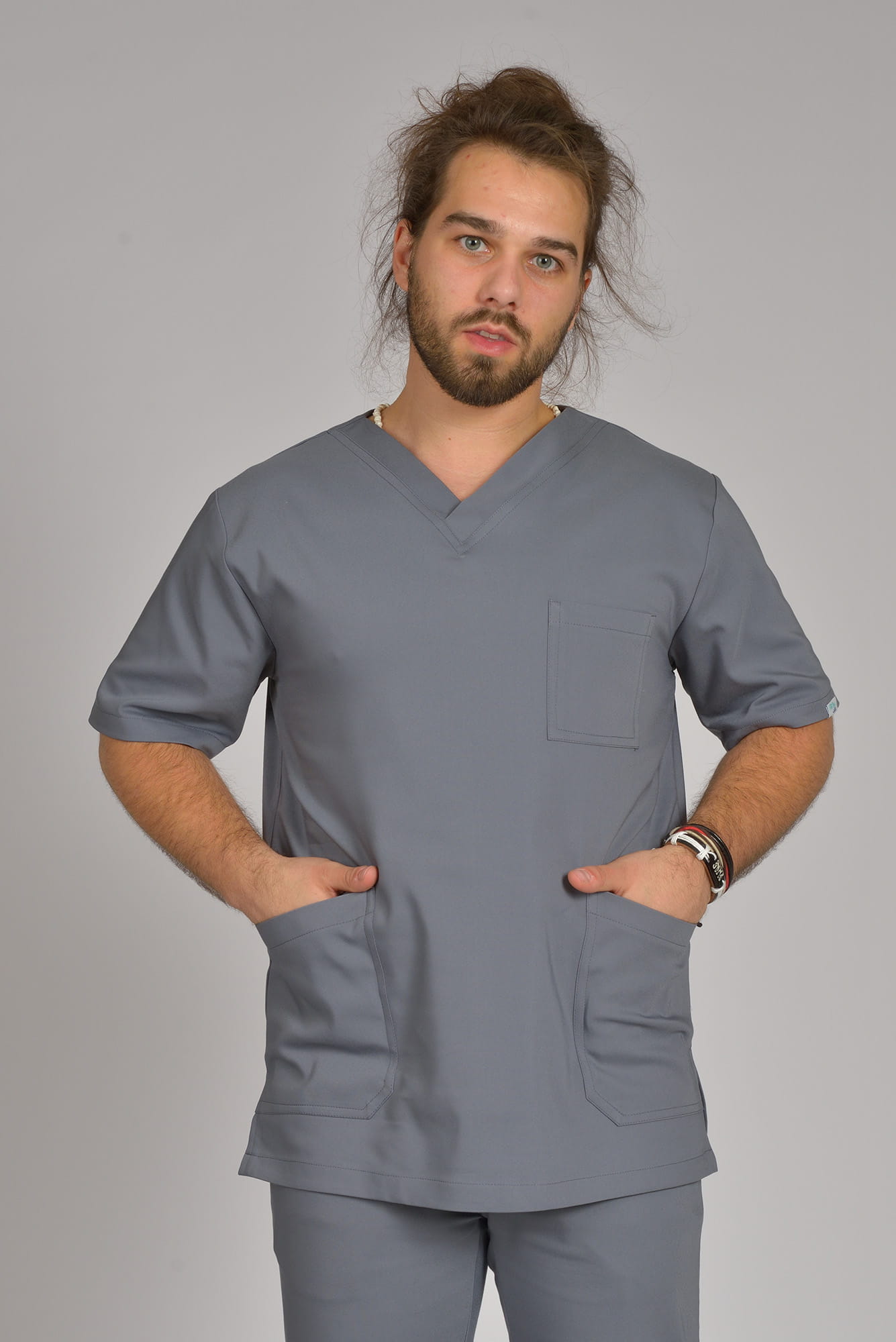 Bluzka medyczna męska Premium Scrubs Premium Gray/ Szara