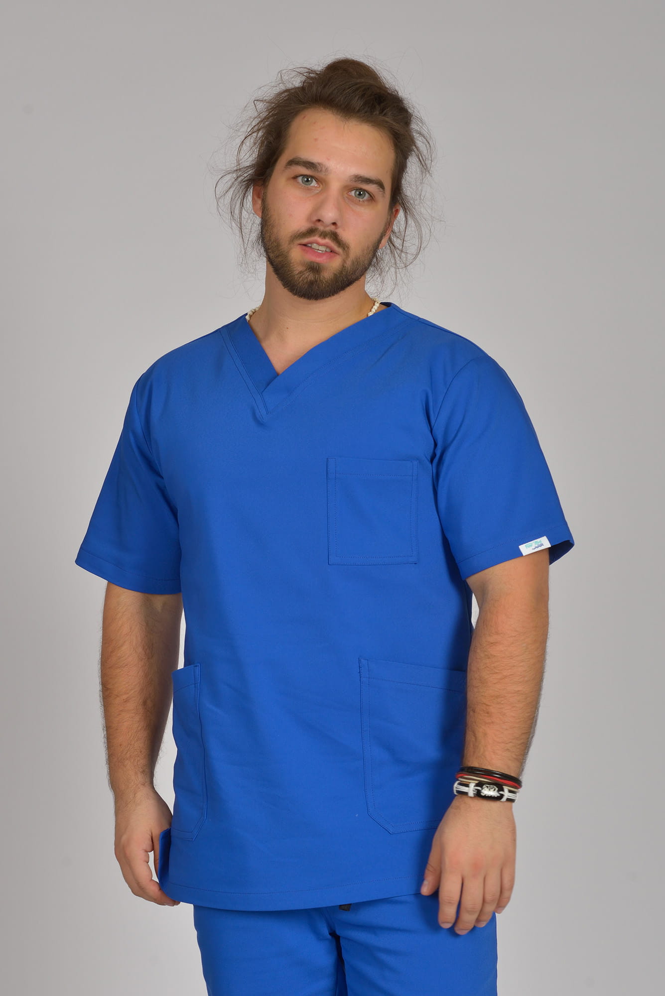 Bluzka medyczna męska Scrubs Premium Blue/ Niebieska