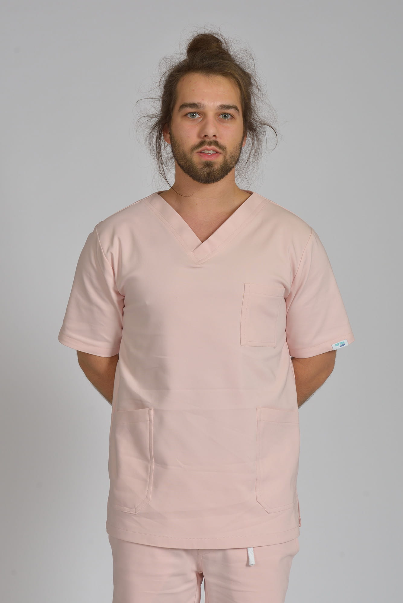 Bluzka medyczna męska Premium Scrubs Premium Light Apricot/ Jasnoróżowa