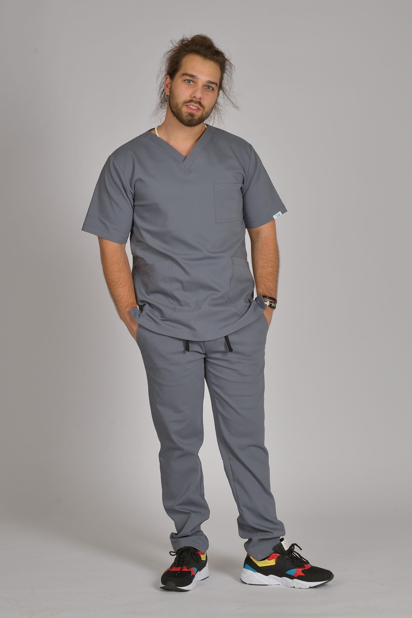 Spodnie medyczne męskie zwężane Premium Scrubs Gray/ Szare