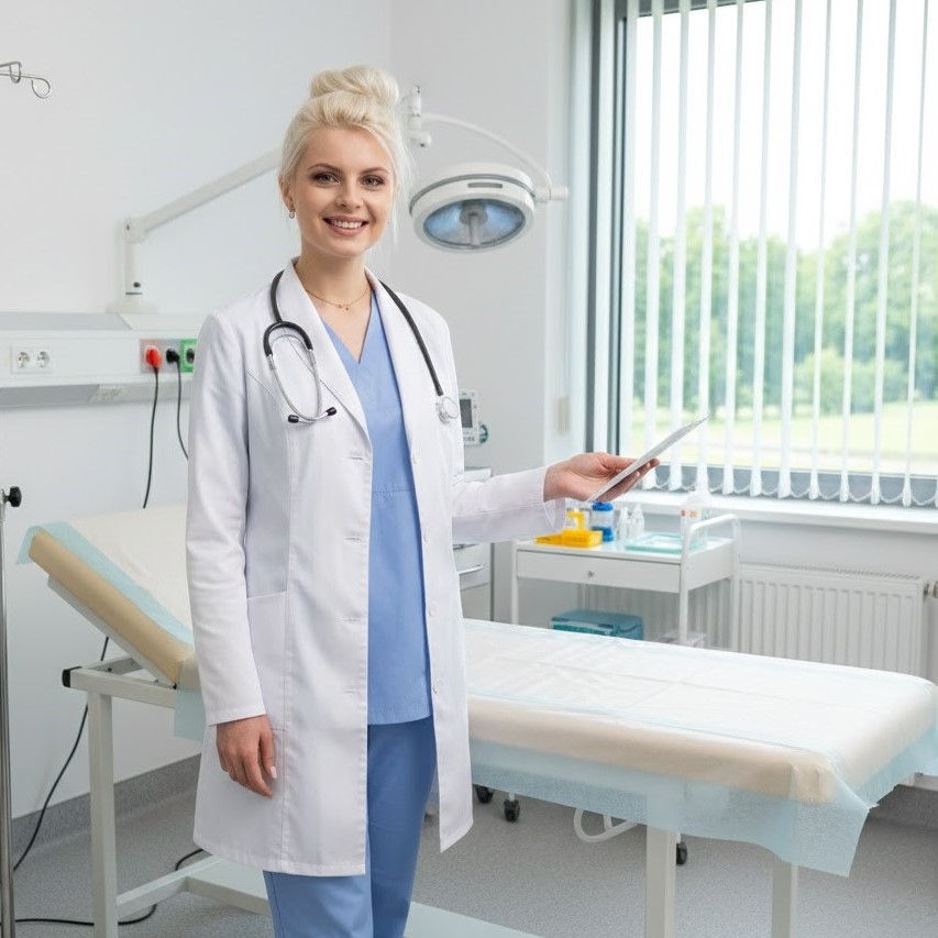 Biały fartuch medyczny damski – klasyka w wydaniu premium. Dlaczego wciąż dominuje?