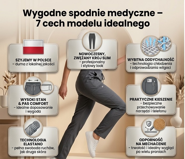 Wygodne spodnie medyczne – 7 cech modelu idealnego